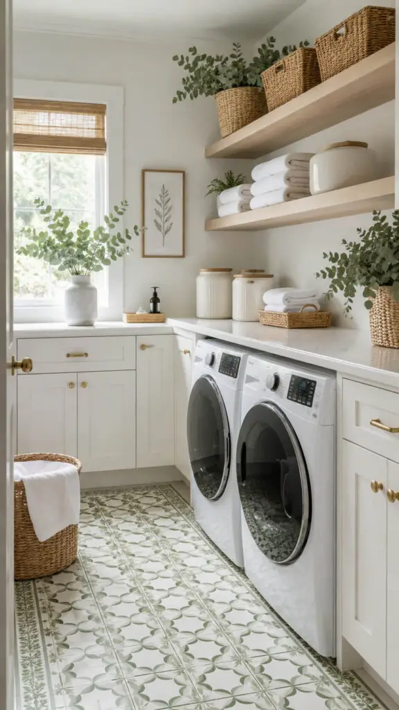 Green Laundry Room Floor