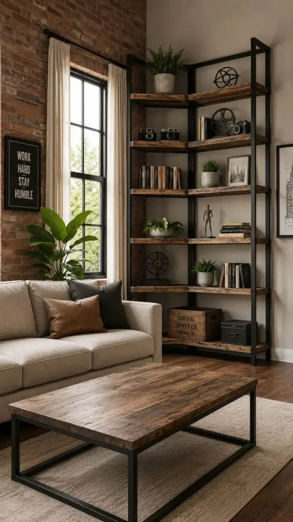 Industrial Corner Bookshelf