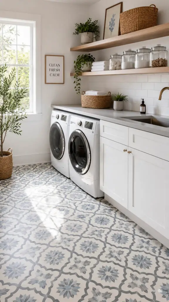 Patterned Laundry Room Floor