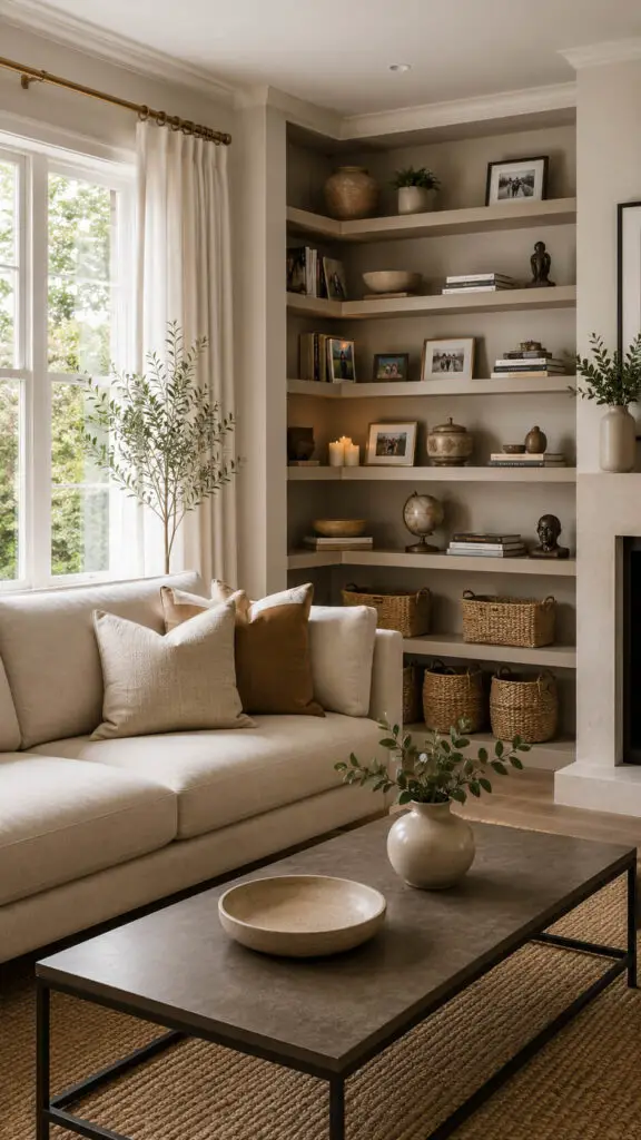 Styled Corner Bookshelf Display