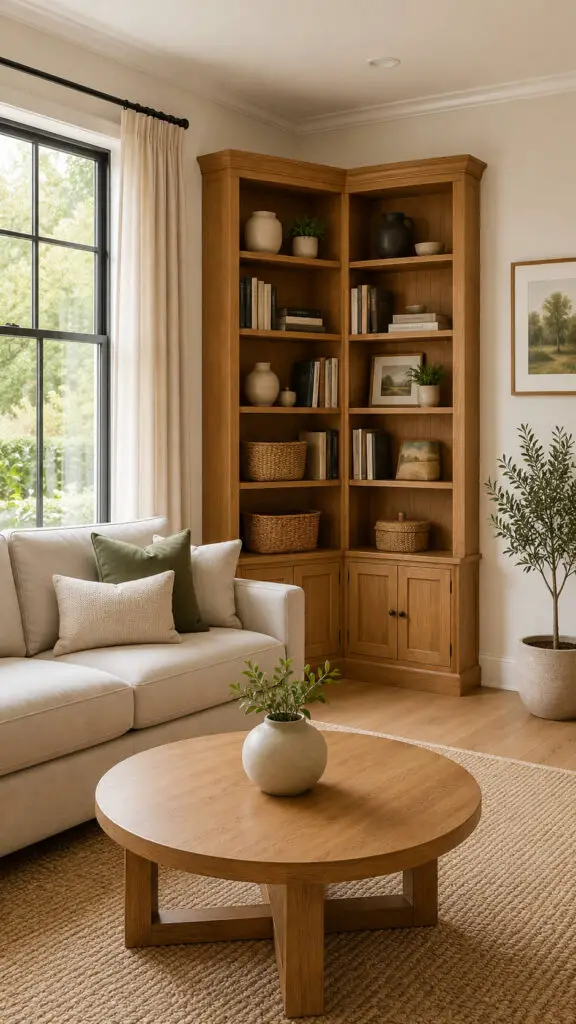 Wood Corner Bookshelf