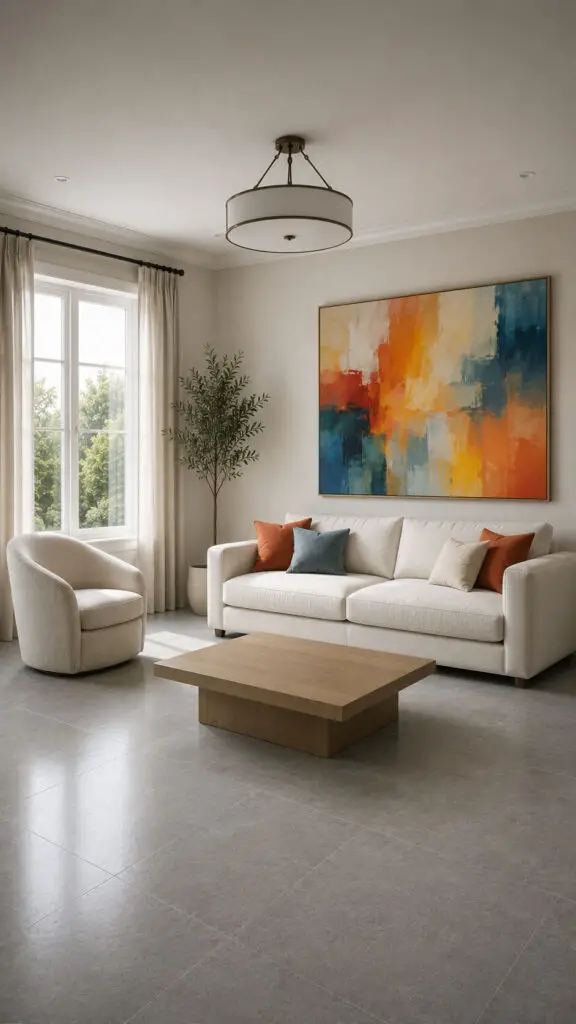 Grey Floor Colorful Artwork