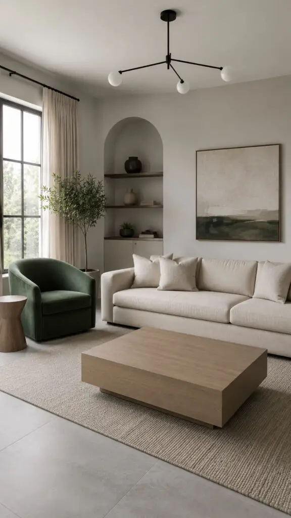 Grey Floor Green Chair