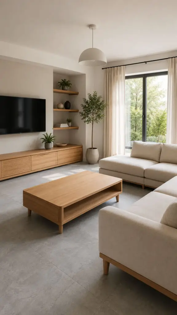 Grey Floor Natural Wood