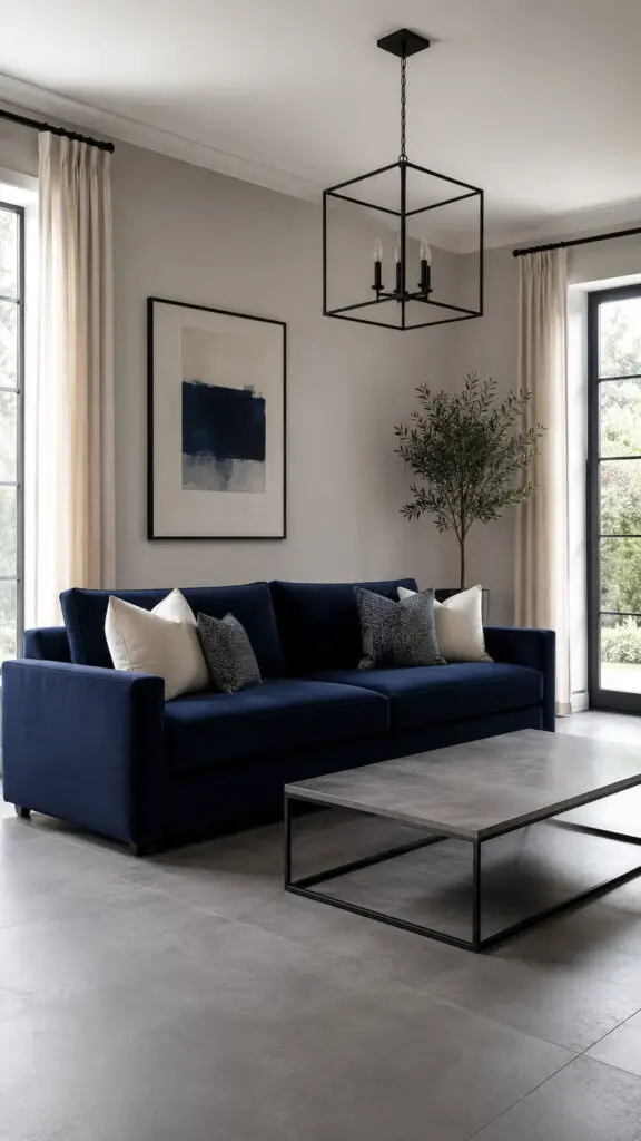 Grey Floor Navy Blue