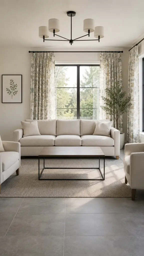 Grey Floor Patterned Curtains