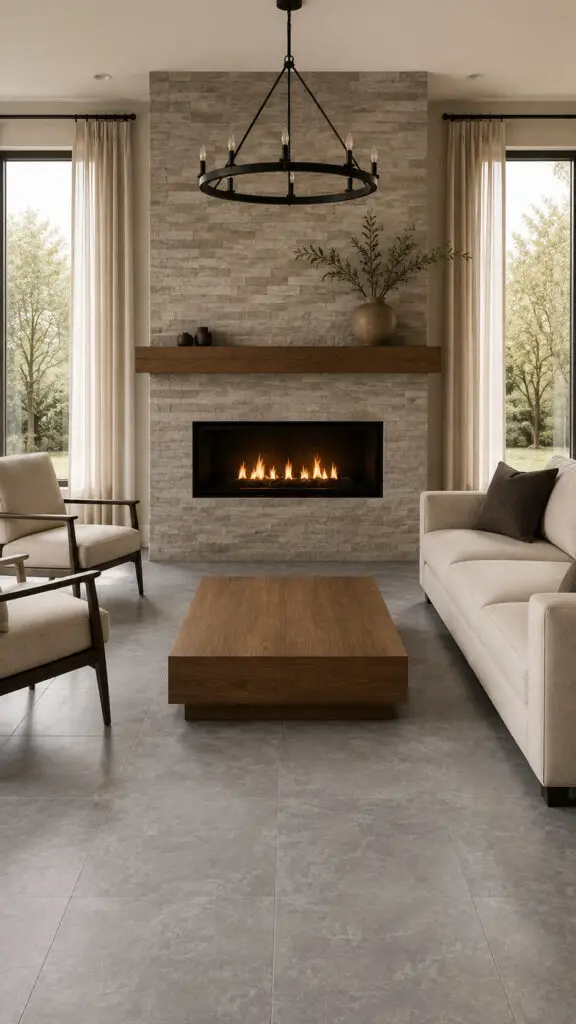 Grey Floor Statement Fireplace