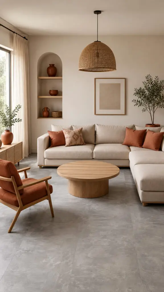 Grey Floor Terracotta Accents