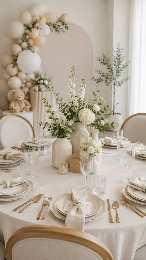 Neutral Baby Shower Centerpiece
