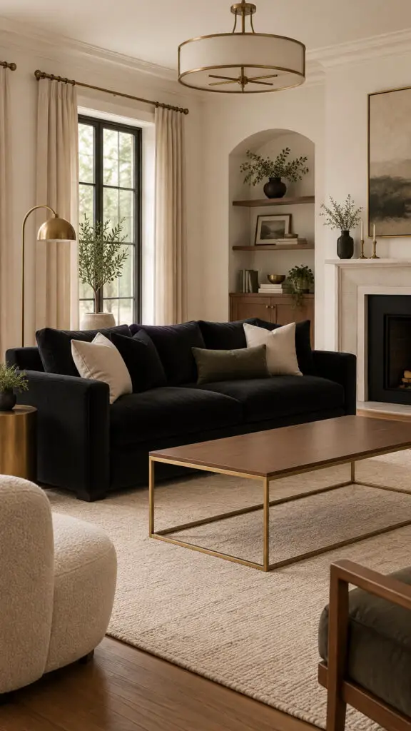 Black Couch Brass Details