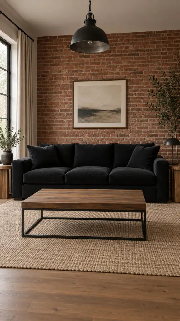 Black Couch Brick Wall