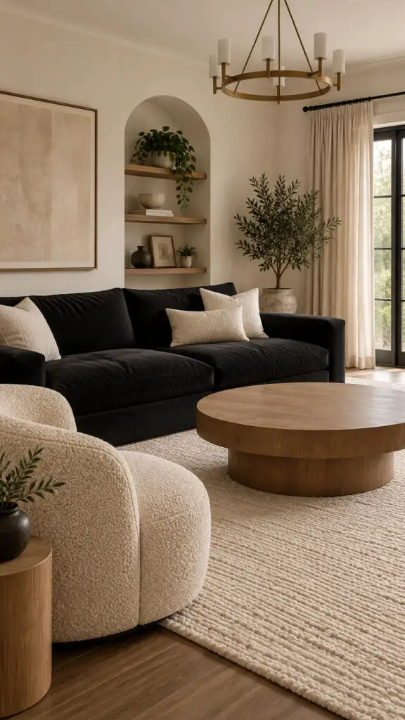 Black Couch Cream Boucle