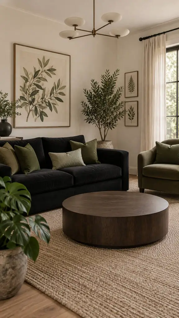 Black Couch Green Accents
