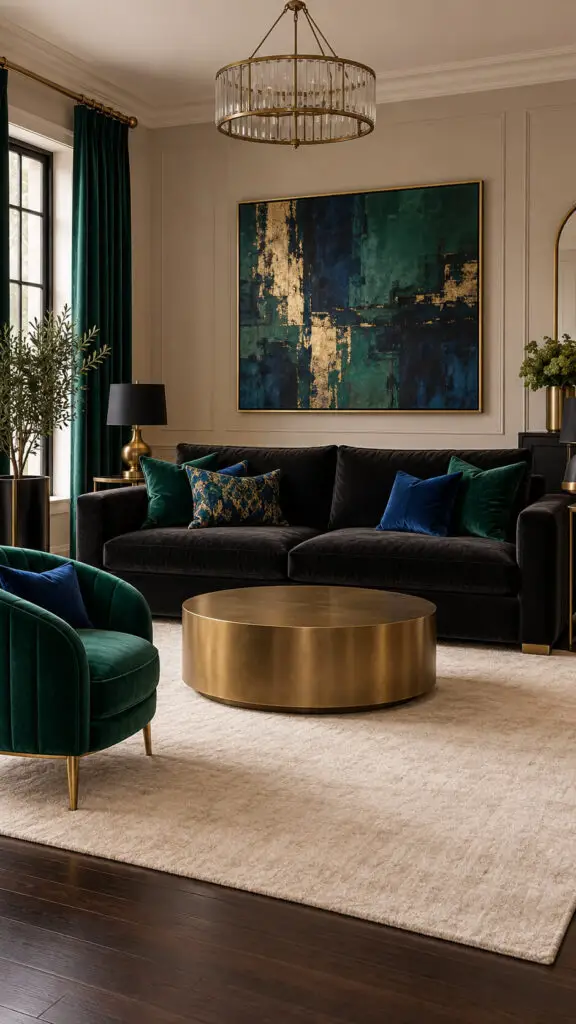 Black Couch Jewel Tones
