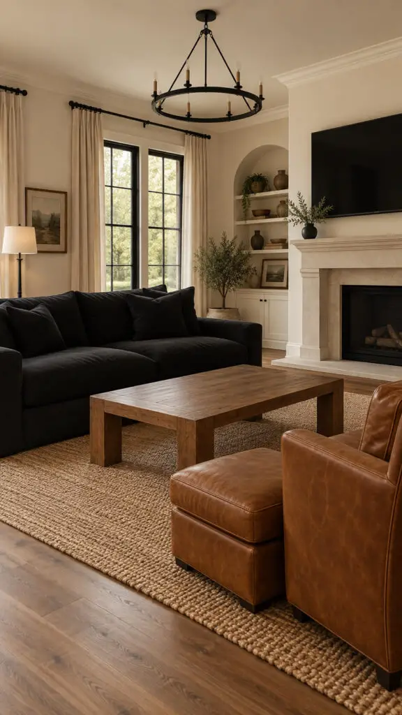 Black Couch Leather Accents