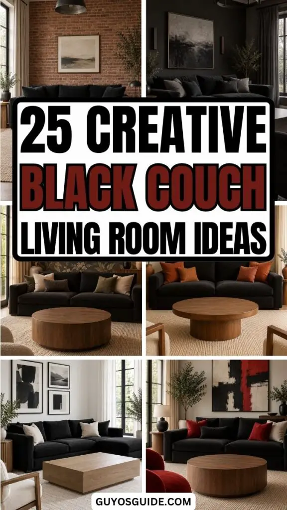 Black Couch Living Room Ideas - Pin