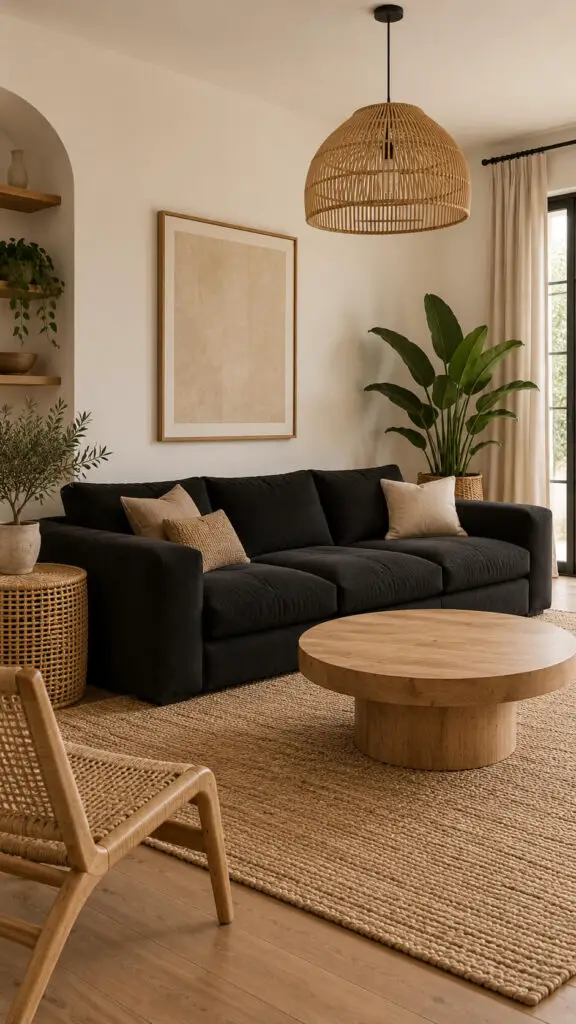 Black Couch Natural Materials