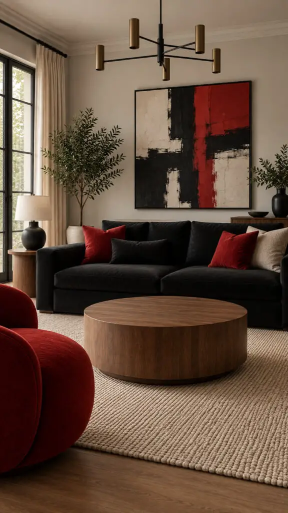 Black Couch Red Accents