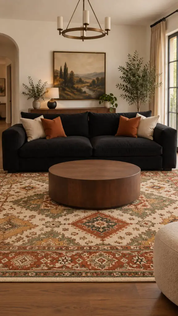 Black Couch Statement Rug