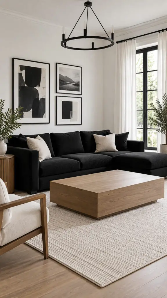 Black Couch White Walls