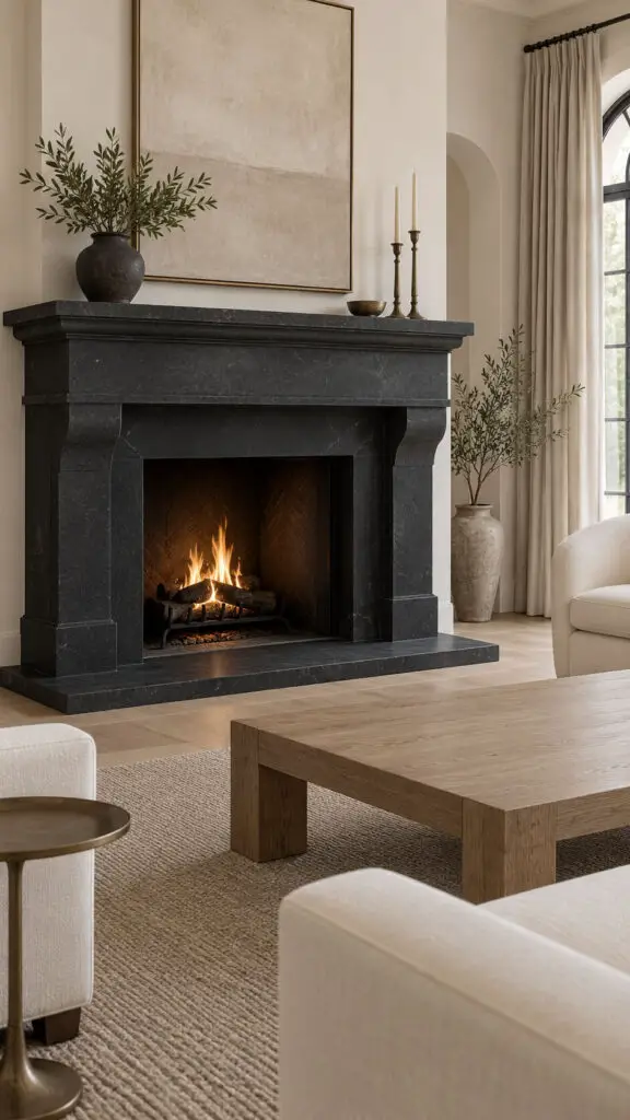 Black Limestone Fireplace