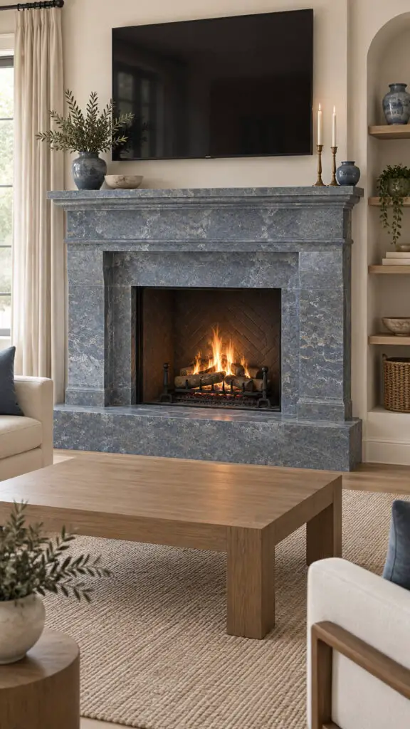 Blue Limestone Fireplace