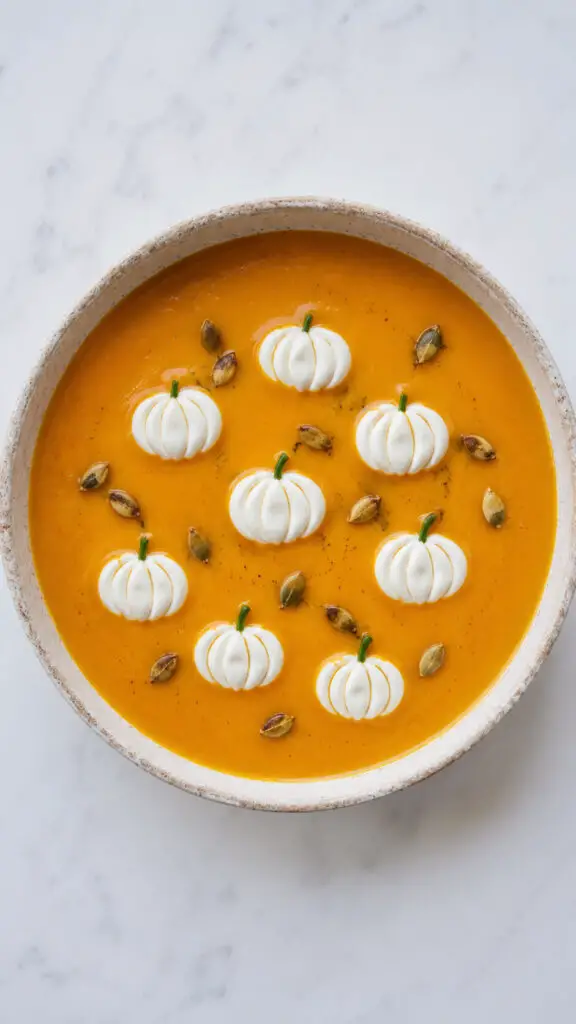 Butternut Squash Soup with Pumpkin Patch Garnish