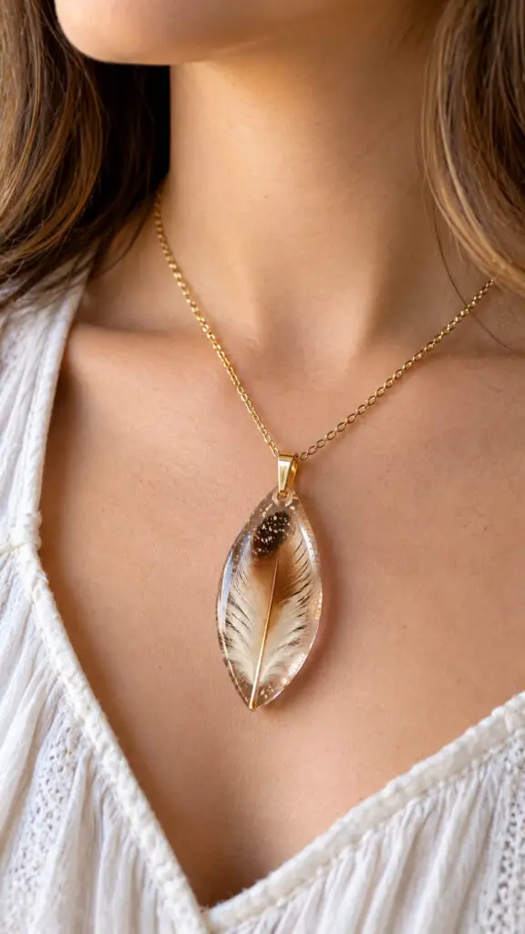 Feather Resin Pendant
