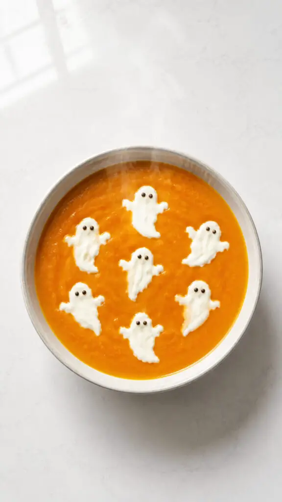 Pumpkin Soup with Ghostly Cream