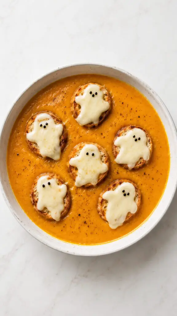Sweet Potato Soup with Ghost Cheese Melts
