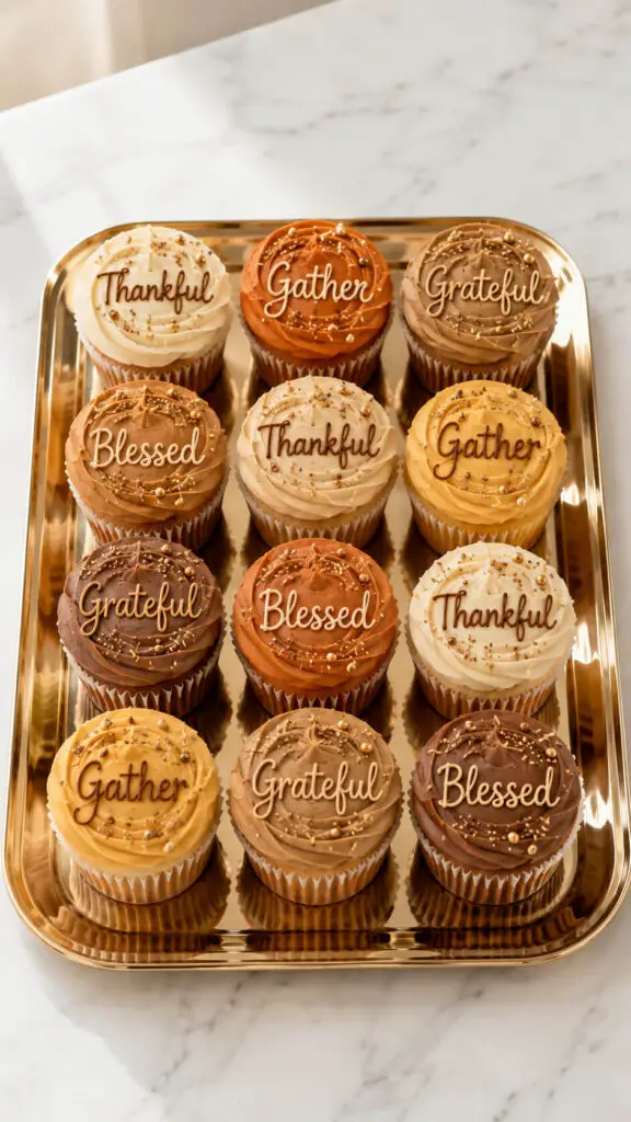 Thankful Message Cupcakes