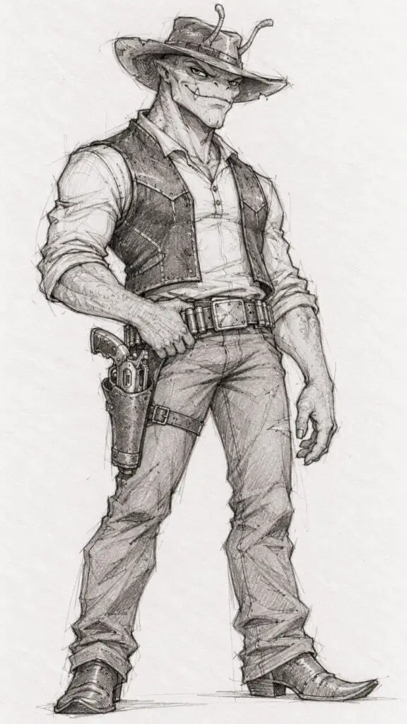 Alien Gunslinger Pencil Concept