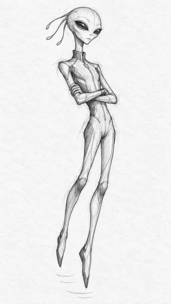 Aloof Hovering Alien Sketch