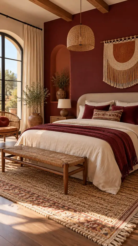 Boho Burgundy Bedroom