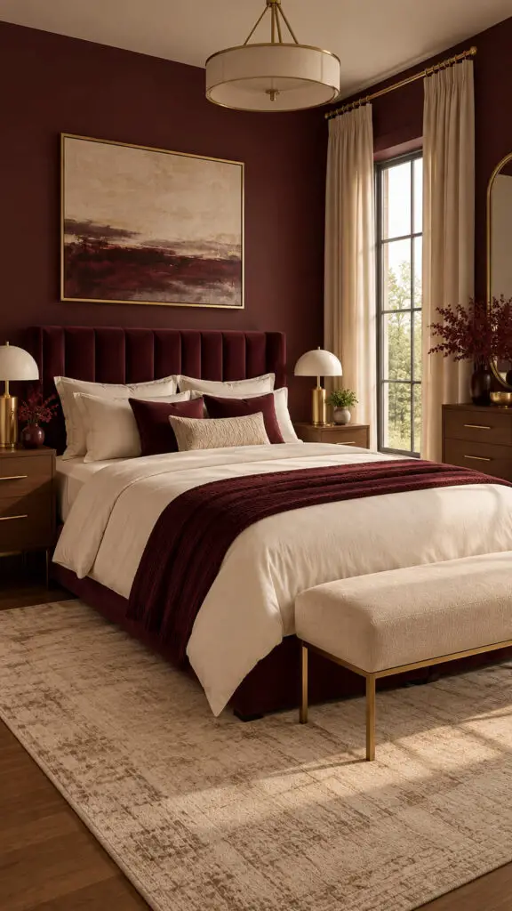 Burgundy Brass Bedroom