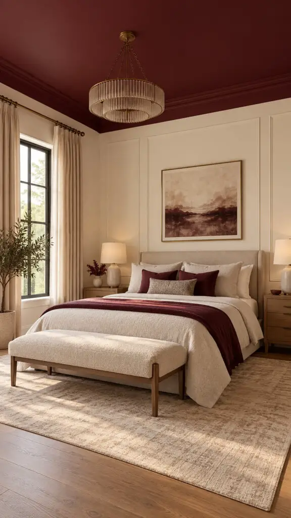 Burgundy Ceiling Bedroom