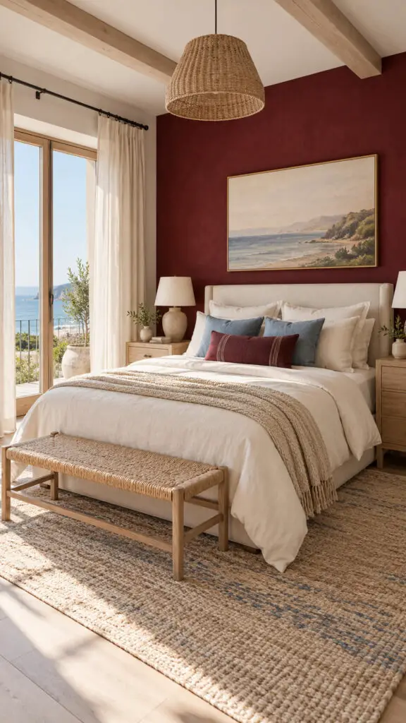 Burgundy Coastal Bedroom Retreat