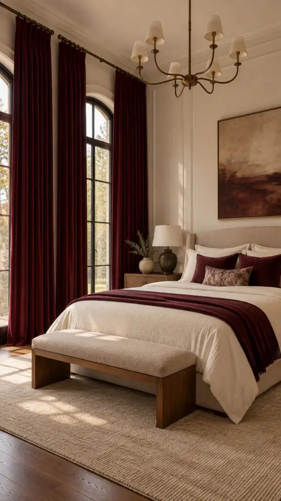 Burgundy Curtain Bedroom