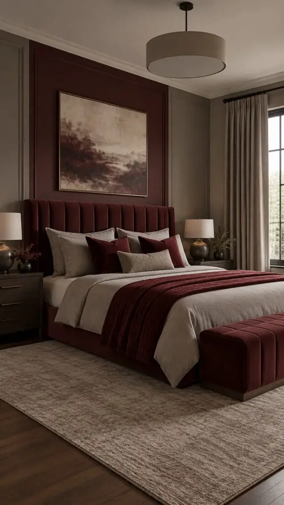 Burgundy Gray Bedroom
