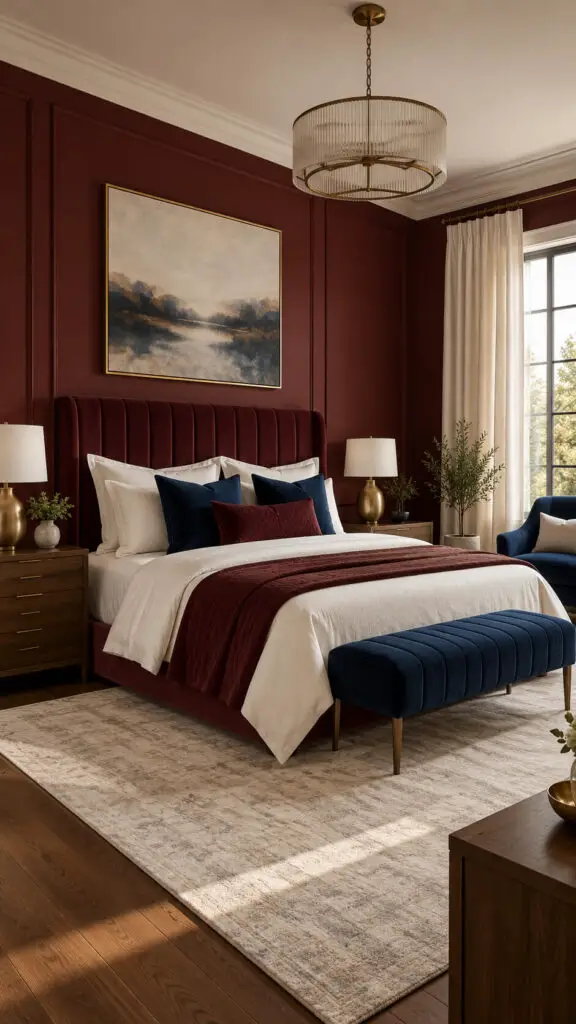 Burgundy Navy Bedroom
