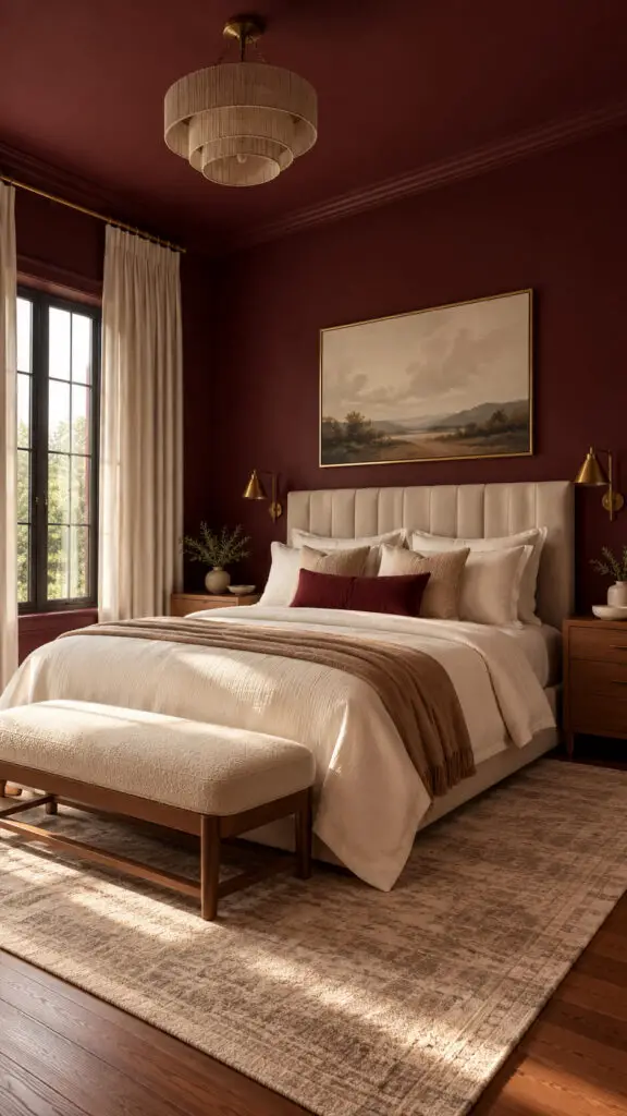Burgundy Painted Bedroom