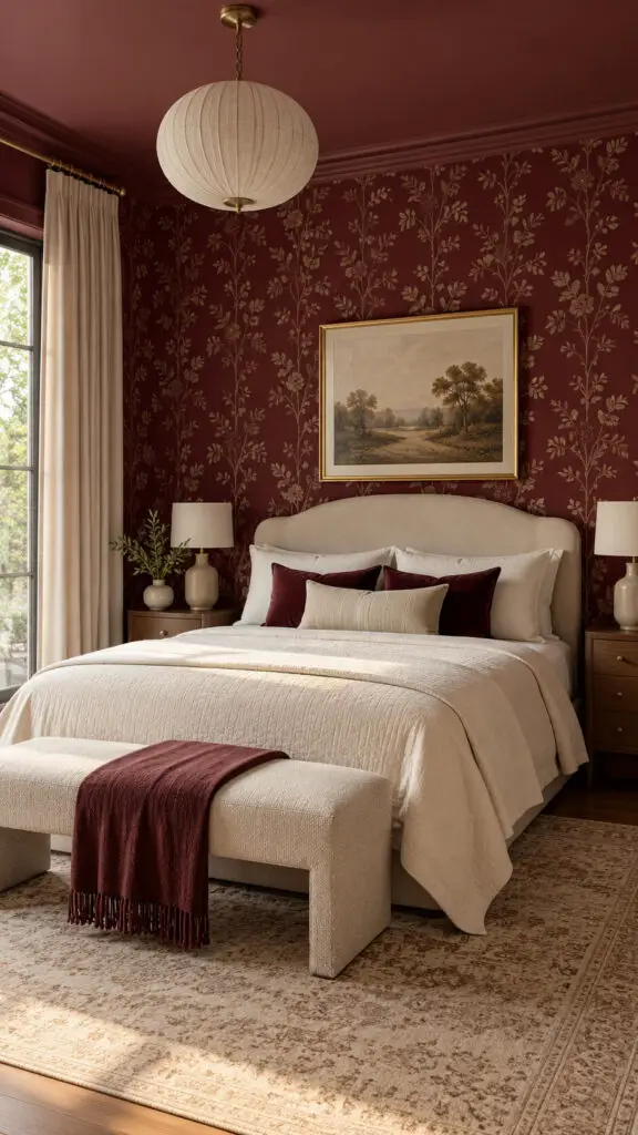 Burgundy Wallpaper Bedroom