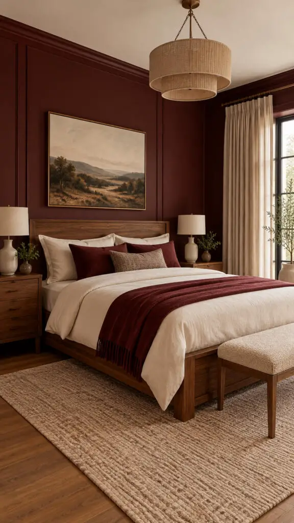 Burgundy Wood Bedroom