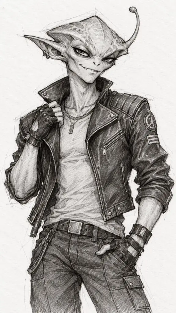 Cocky Alien Biker Portrait