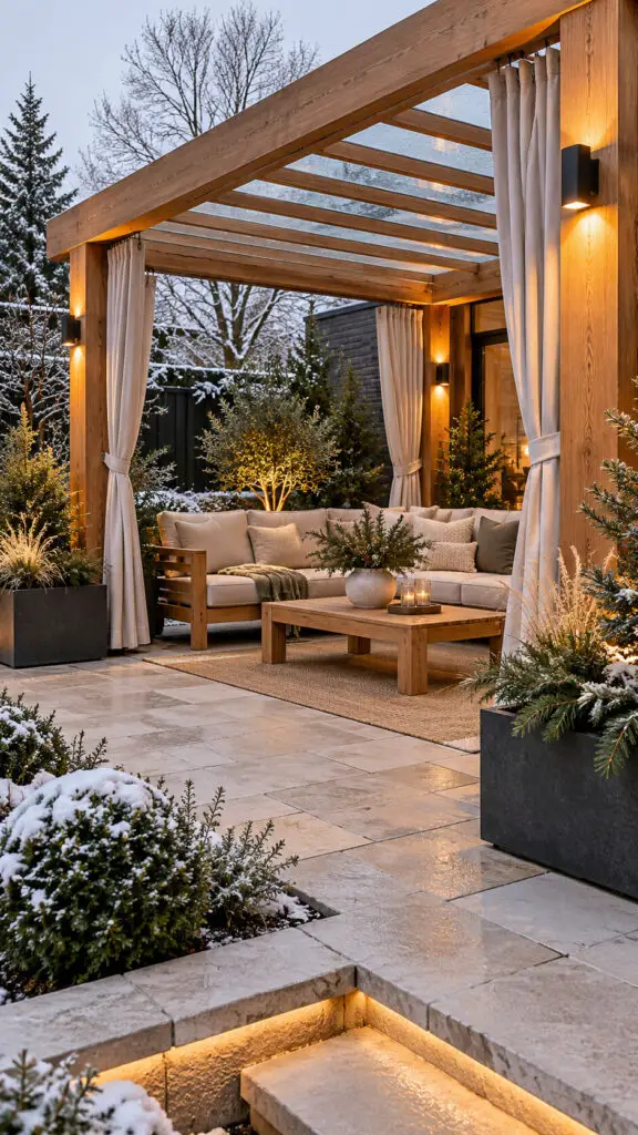 Cozy Winter Pergola Retreat