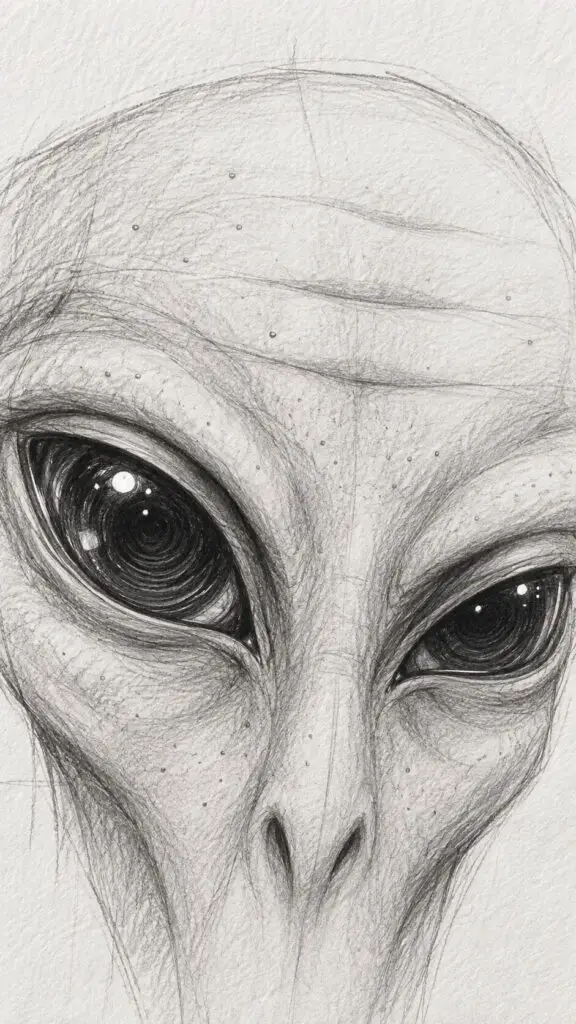Graphite Alien Eyes Close Up