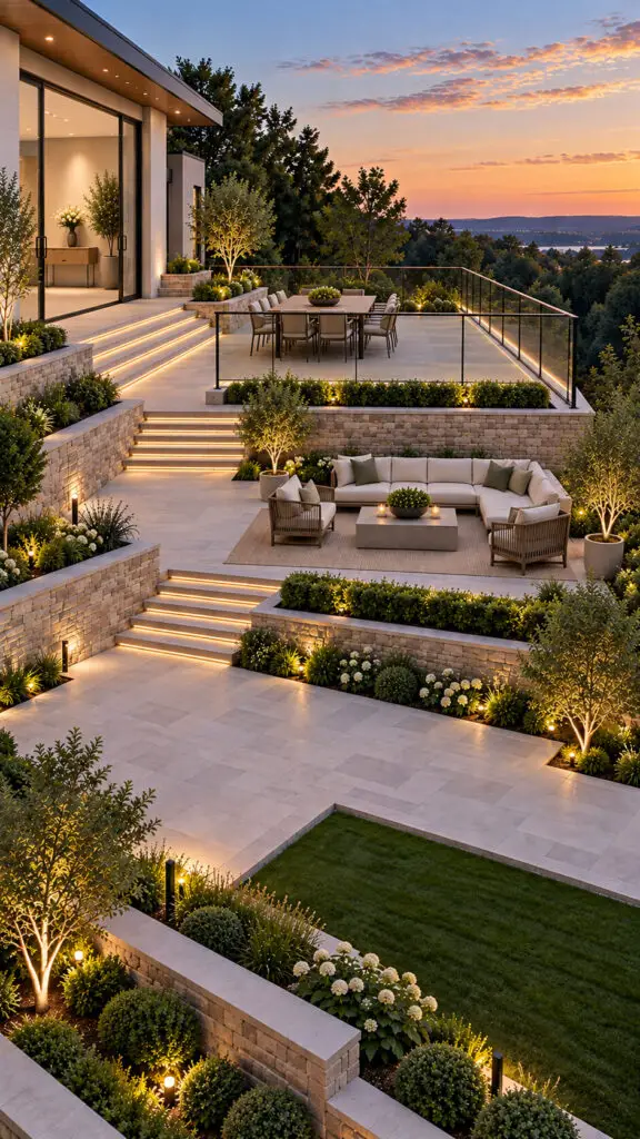 Luxury Tiered Terrace at Sunset