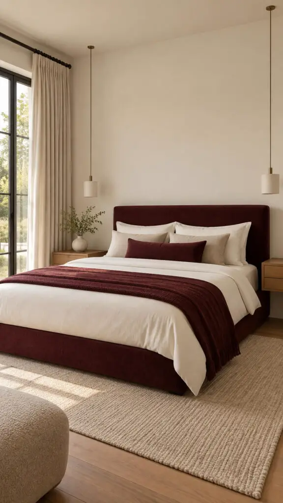 Minimalist Burgundy Bedroom