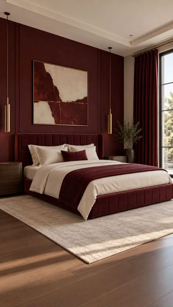 Modern Burgundy Bedroom