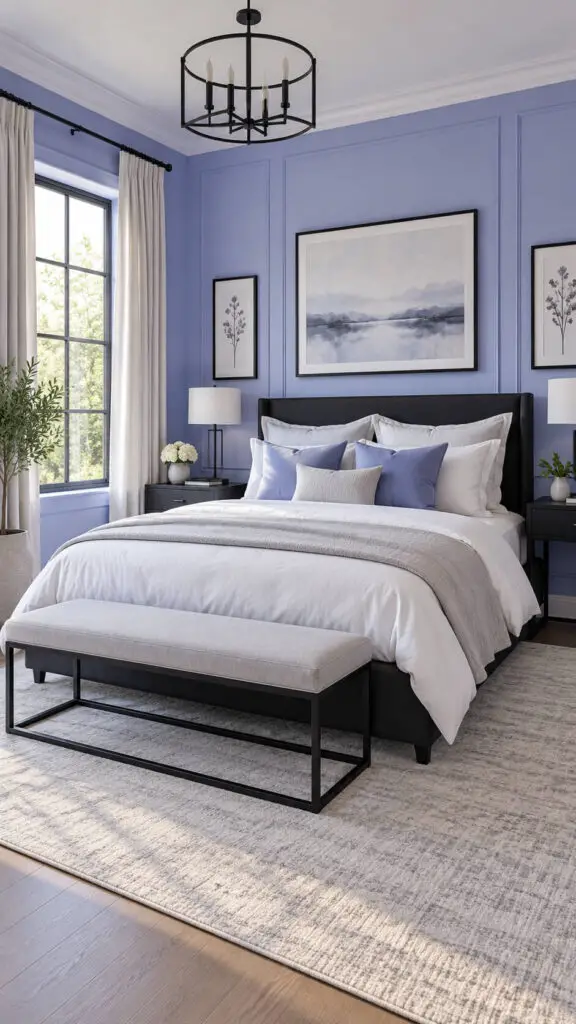 Periwinkle Black Bedroom